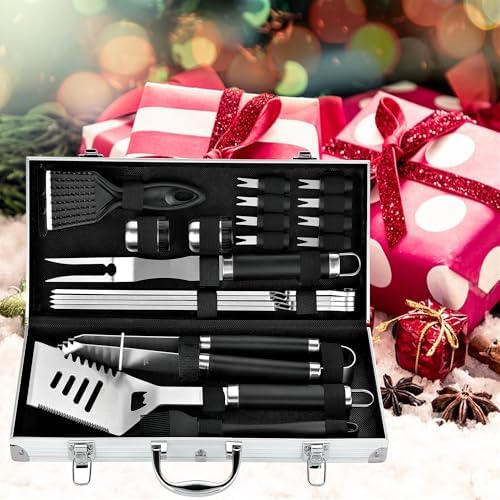 ROMANTICIST 20pcs Heavy Duty BBQ Grill Tool Set in Case - The Very Best Grill Gift for Father's Day and Christmas - Professional BBQ Accessories Set for Outdoor Cooking Camping Grilling Smoking, Black - Image 6
