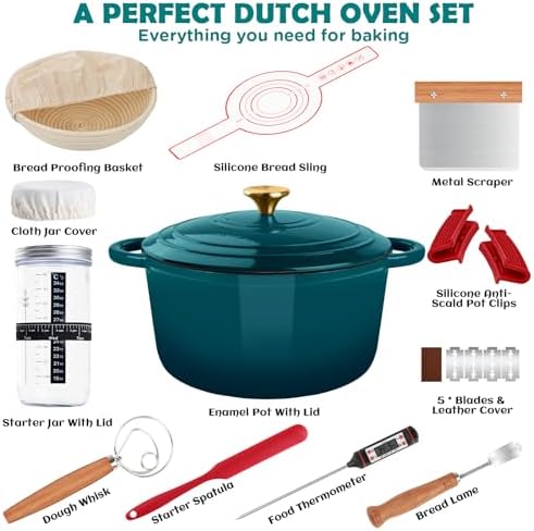 Enameled Cast Iron Dutch Oven Pot with Lid, 5QT Dutch Oven for Bread Baking - Image 2