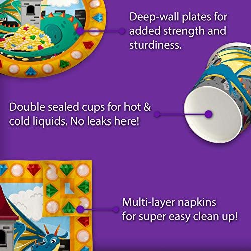 Mythical Dragon Birthday Party Supplies Set Plates Napkins Cups Tableware Kit for 16 - Image 5