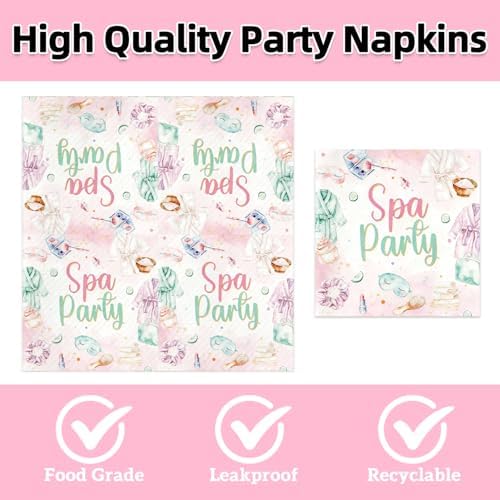 40pcs Spa Party Decorations Spa Plates and Napkins Pink Sleepover Slumber Spa Party Supplies for Little Girl Spa Sleep Over Pajama Party Supplies,Suitable for 20 Guests - Image 4