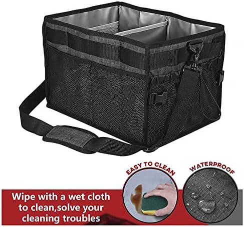 Large Capacity BBQ Tools Carry Bag, Grill Caddy with Paper Towel Holder, BBQ Grill Accessories Organizer Bag Barbecue Foods Storage Bag for Outdoor Picnic, Camper, Travel, Car, RV (Black) - Image 3