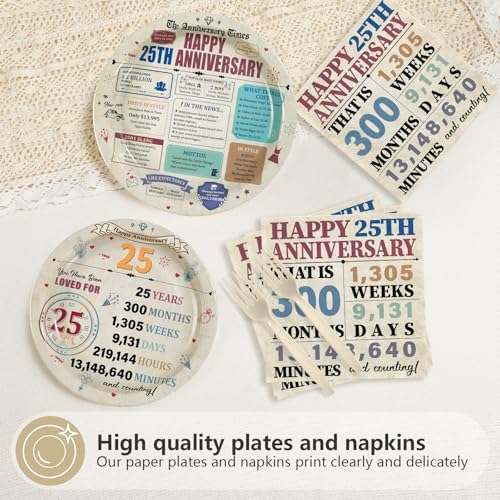 96Pcs Retro 25th Anniversary Party Decorations, Serves 24 - Image 4
