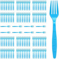 Light Blue Plastic Forks Heavy Duty, Disposable Party Supplies 104 PCS by FUEVING