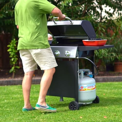 Grill Boss 3 Burner Propane Gas Grill, Portable BBQ, Lid, Wheels & Shelves - Image 2