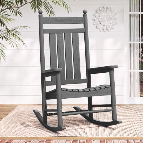 SERWALL Rocking Chair Outdoor, Comfortable Rocker for Adults, Gray by SERWALL