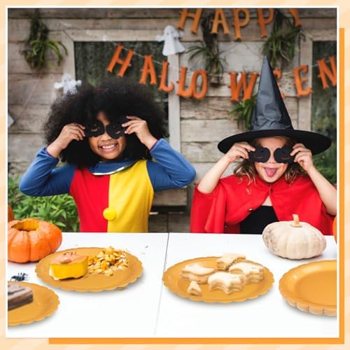 NatNarr 30 Pk Orange Plates 9" Scalloped Fall Thanksgiving Dessert Plates - Image 6