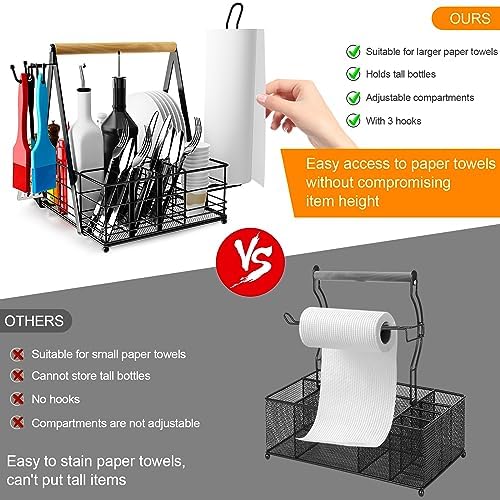JBBTOOL Grill Caddy, BBQ Caddy for Outdoor Grill with Paper Towel Holder, Picnic Utensil Caddyfor Outdoor Kitchen, RV, Patio, Tailgate, Camping Essentials, Grilling Gifts for Men, Barbecue Tool Sets - Image 3