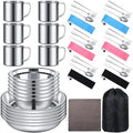 Lallisa Camping Mess Kit, Stainless Steel Plates Cups and Bowls Set by Lallisa