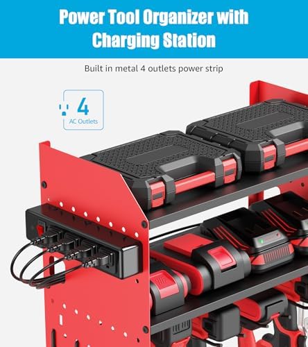 CCCEI Modular Power Tool Organizer Wall Mount with Charging, Red, 1 Pack - Image 2