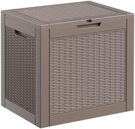 ROJIK Outdoor Storage Housing Deck Box - Waterproof Patio Furniture, Garden Tools, Cushions, Pool Accessories Storage Bench with Lockable Lid and Side Handles (Grey Rattan, 30 Gal) - Image 7