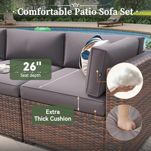 Aoxun 14 Piece Patio Furniture Set Wicker Rattan Patio Conversation Set - Image 2
