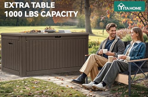 YITAHOME 320 Gallon Double-Wall Deck Box with Divider & Side Handles - Image 2