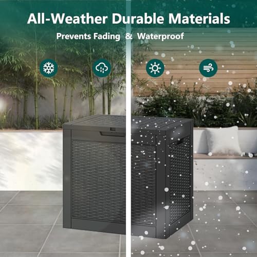 KAMABOKO 35 Gallon Outdoor Storage Box Waterproof Deck Box for Patio - Image 3