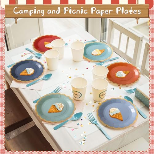 48 Pcs Colorful Paper Plates 9 Inch Scalloped - Image 2