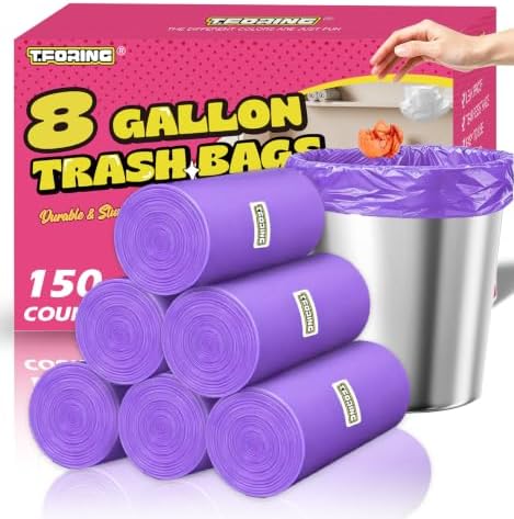 Medium 8 Gallon Trash Bags Unscented, 0.94 Mil, Purple, 150 Count by TFORING%C2%AE