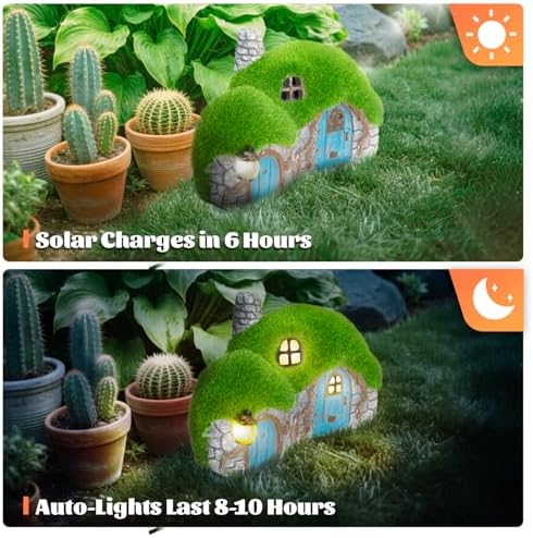 Solar Garden Outdoor Fairy House Statue 10.05-In Lawn Yard Porch Ornament - Image 7