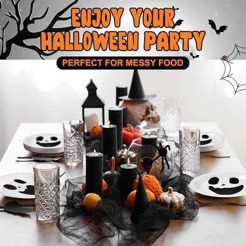 Roshtia 120 Pcs Ghost Paper Plates & Napkins Set, Serves 60, Classic Ghost - Image 6