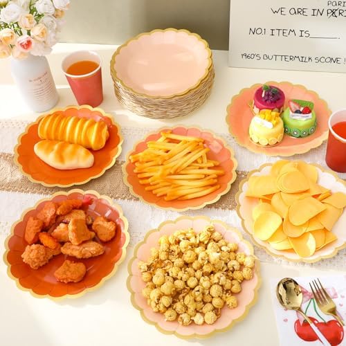 96 Pcs Fall Orange Paper Plates 9 Inch Scalloped Disposable Plate - Image 6