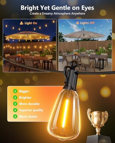 Brightown 202FT Solar String Lights Outdoor, 65+2 Shatterproof LED Lights - Image 2