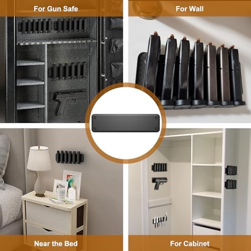 Magnetic Ammunition Holder，Double Sided Gun Magnet for Gun Magazines, Knives, Organize Mount in Gun Safe, Cabinet, Wall, Door, Ammo Storage Accessories for Handgun, Pistol and Rifle Mags - Image 2