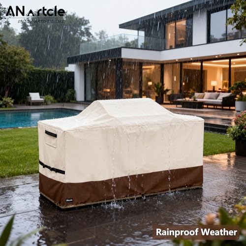 ANartcle Waterproof Extra Large Grill Cover for 86 Inch Island with Center Grill Head,600D Heavy Duty Waterproof All Weather Outdoorbar Island Kitchen Covers,Beige - Image 5