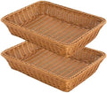 RT&BS 2pcs Large Wicker Bread Basket for Serving, Wicker Fruit Basket, Display Baskets for Vegetable Fruit, Reusable Handwoven Serving Baskets for Kitchen, Store, Restaurant, Outdoor (Brown, L) by RT%26BS