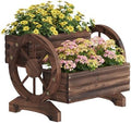 Wooden Wagon Planter Flower Cart Farm Stand Garden Decor Planter for Outdoor Patio Balcony Decoration,Rustic Farmhouse Wishing Well Decor Succulent Planter Indoor Backyard (Carbonized) by Wieghda