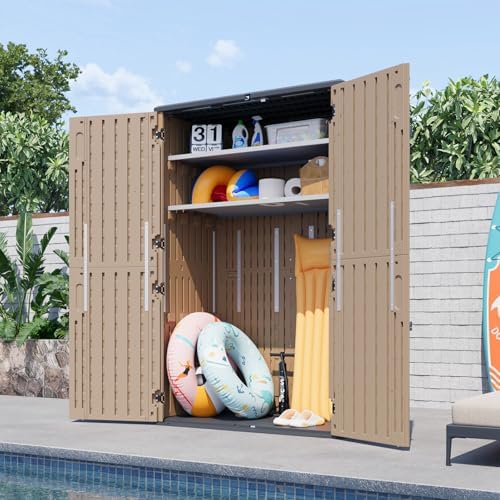 Aoxun Outdoor Storage Shed with 2 Shelves & Floor, 64 Cu.Ft Storage Cabinet - Image 7
