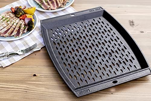 Lodge Pre-Seasoned Cast Iron Rectangle Grill Topper, 15 Inches - Image 3