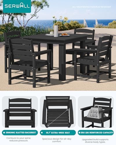 SERWALL HDPE Outdoor Square Dining Set for 4 - Image 3