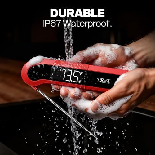 0.3 Sec Instant Read Meat Thermometer Digital for Cooking, Red - Image 4