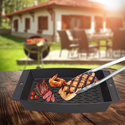15"x12" Cast Iron Grill Basket for Outdoor Grills, Fish Veggie Grill Pan Tray, BBQ Grilling Pans Tray for Weber, Napoleon, Char-Broil, Royal Gourmet and Most Charcoal Smoker & Gas Grill - Image 7