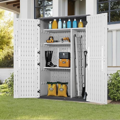 Macrout 50 Cu Ft Outdoor Storage Cabinet with Shelves, Waterproof ST5782 (Light Gray, Medium) - Image 2