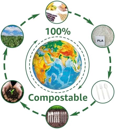 MISISIPI [7In 200Pcs] 100% Compostable Forks and Spoons Utensils Cutlery Silverware Heavyduty Eco-friendly Disposable Plastic free Forks and Spoons Utensils Cutlery Silverware for Party BBQ Lounge - Image 4