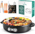 Food Party Hot Pot Electric Korean BBQ Grill Combo Hotpot Smokeless Indoor Grill 16.5" Detachable Easy Cleaning 110V 1800W Shabu Shabu Pot with Divider by FoodParty