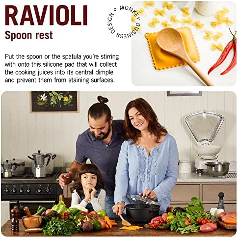 Monkey Business Ravioli Spoon Rest (3-Pack) - Silicone Kitchen Utensil Holder Set - Pasta-Shaped Heat Resistant Ladle Holders for Stove Top - Quirky Kitchen Decor - Image 2