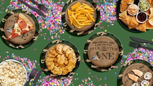 Duck Hunter First Birthday - 32 Piece Disposable Party Supplies - Decorations for Hunting 1st Birthday Round Party Plates - Large 9" Paper Plates In Bulk - Image 7