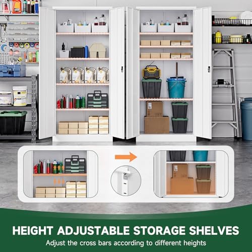 Letaya Metal Garage Storage Cabinets with Lock Door and Adjustable Shelves, Steel Tool Cabinets for Home,Office,Warehouse Organisieren (White, 72" H) - Image 4