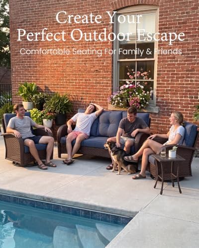 LayinSun 7 Pieces Outdoor Patio Furniture Set with Fire Pit Table - Image 2