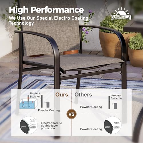 SUNSHINE VALLEY 9pc Patio Dining Set, 67" Round Table & 8 Brown Chairs - Image 2