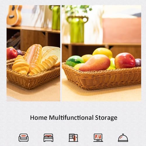 RT&BS Wicker Bread Basket for Serving, Wicker Fruit Basket, Display Baskets for Vegetable Fruit, Reusable Handwoven Serving Baskets for Kitchen, Store, Restaurant, Outdoor (Brown, S) - Image 6