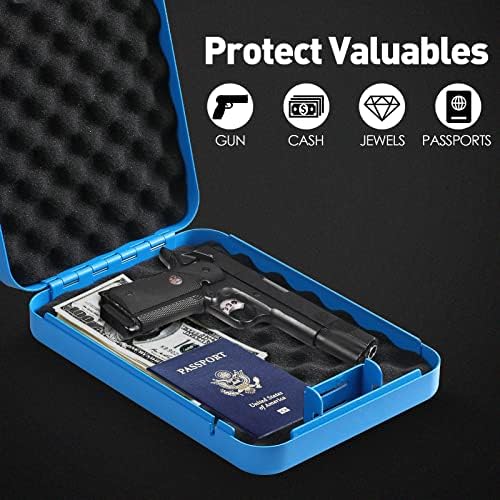 Tenamic Pistol Safe, Portable Travel Gun Safe, Solid Steel Handgun Lock Box for Home Hotel, Gun Safes for Car, Blue - Image 4