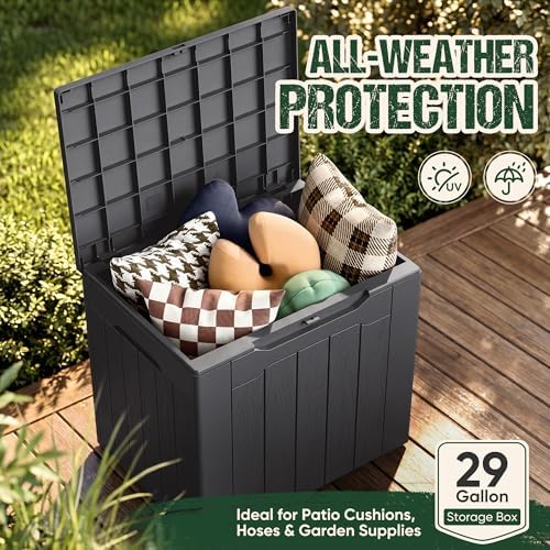 Devoko 29 Gallon Deck Box, Waterproof Resin Outdoor Storage Box - Image 3