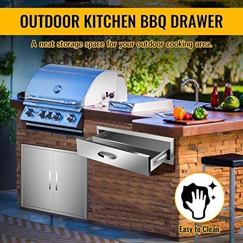 Outdoor Kitchen Drawers Stainless Steel 3-Drawer BBQ Drawer Enclosed Built-in Drawer Flush Mount For Outdoor Kitchens & BBQ Islands,30Wx23Dx6.5H - Image 5