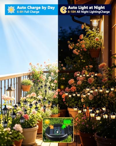 OZS 6 Pack Solar Garden Lights Outdoor, Warm White - Image 4