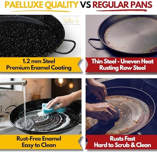 Paelluxe Paella Pan Enameled No-Rust Steel Skillet - 22 Inch, 16 Servings - Image 6