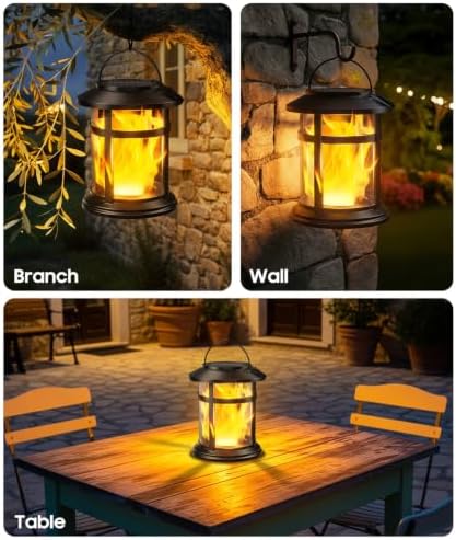 Solar Lanterns Outdoor Waterproof, 4 Pack Upgraded Flickering Flame Hanging Solar Lights, Solar Powered Decorative Lanterns for Garden Patio Porch Table Decor Gifts - Image 6