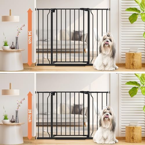 34" Tall Baby Gate No Drilling, Auto Close Dog Gate Indoor, Black - Image 2