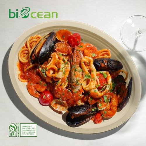 12.5 Inch Compostable Oval Plates [125-Value Pack] - Sustainable and Heavy-Duty Compostable Paper Plates, Natural Sugarcane Bagasse Biodegradable Plate, Natural Brown - Image 6