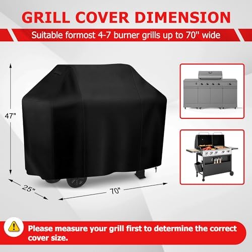iCOVER Grill Cover, 70 inch BBQ Grill Cover for Outdoor Grill, Anti-UV & Fade Resistant Gas Grill Cover, Waterproof Barbecue Grill Covers for Weber, Char-Broil, Nexgrill and More, Black - Image 2